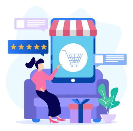 Online Shopping Rating Illustration