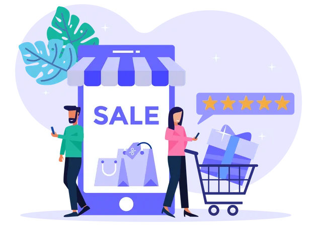 Online Shopping Review  Illustration