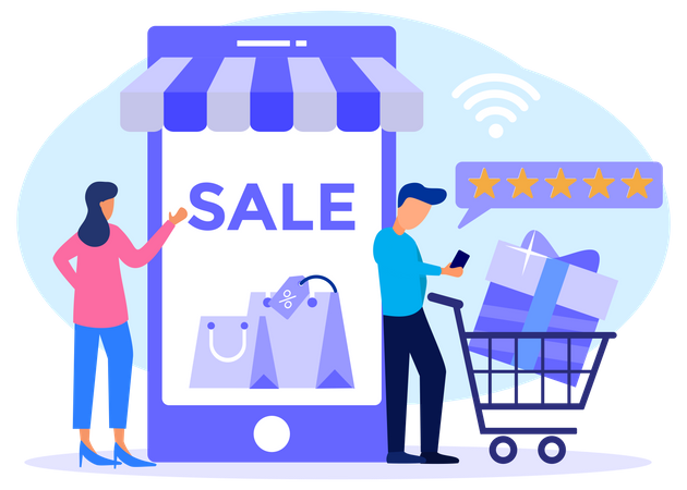 Online Shopping Review  Illustration