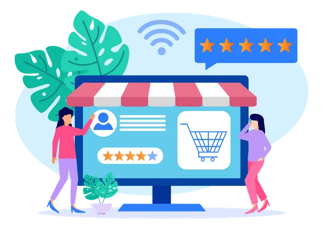 Online Shopping Review Illustration