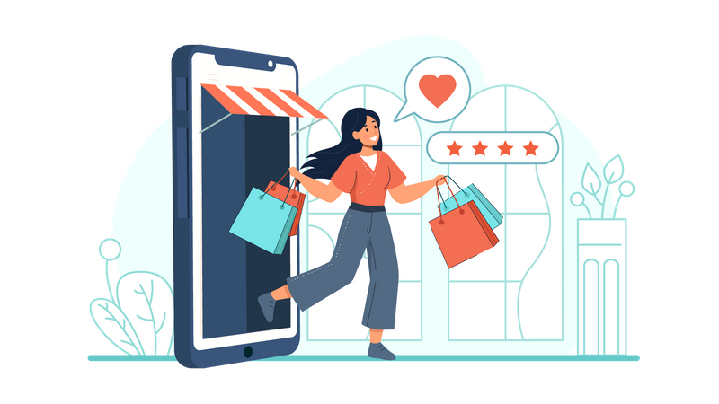 Online shopping review  Illustration