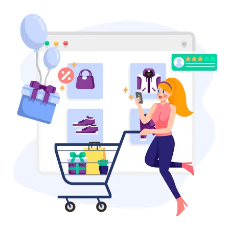 Online Shopping Review  Illustration