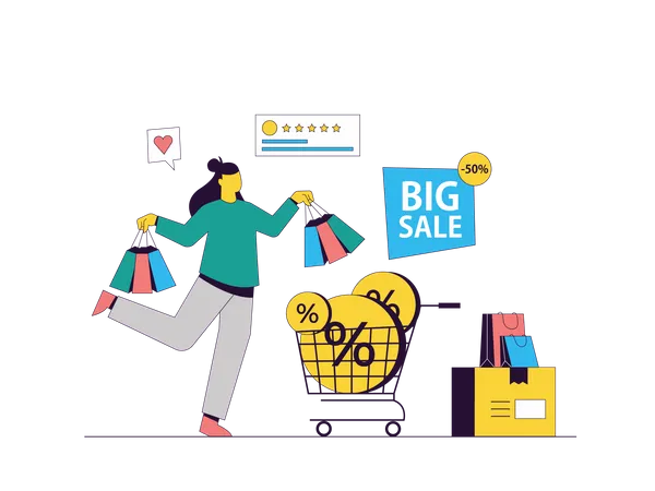 Online Shopping Sale  Illustration
