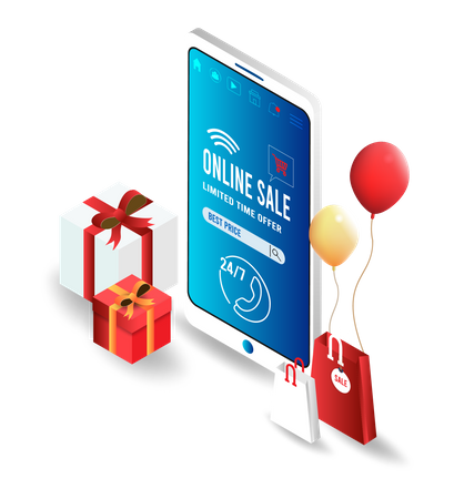 Online shopping sale Illustration