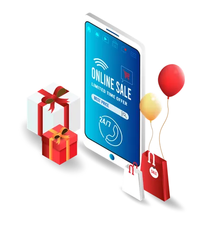 Online shopping sale  일러스트레이션