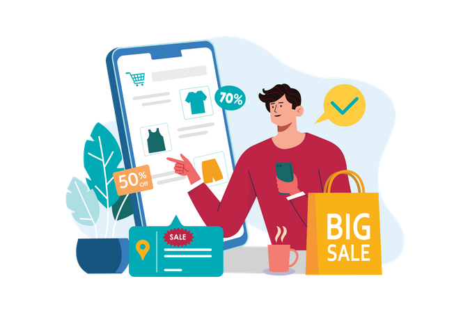 Online Shopping Sale Illustration