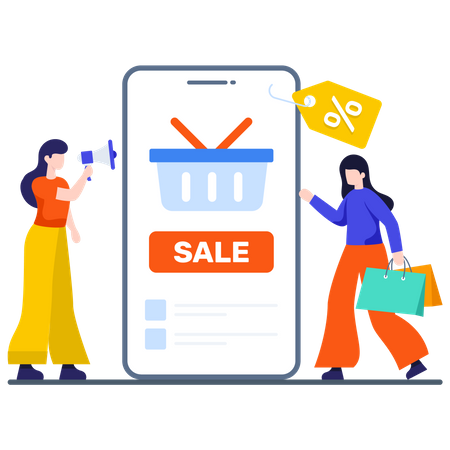 Online Shopping sale Advertisement  Illustration
