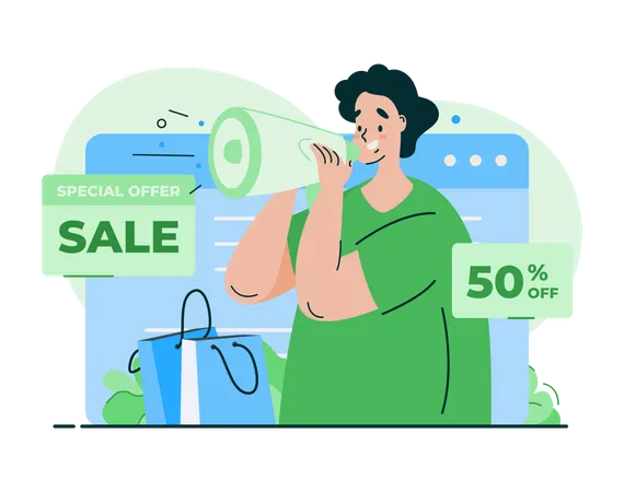 Online-Shopping-Verkaufsangebot  Illustration