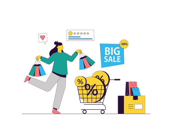 Online Shopping Sale  Illustration