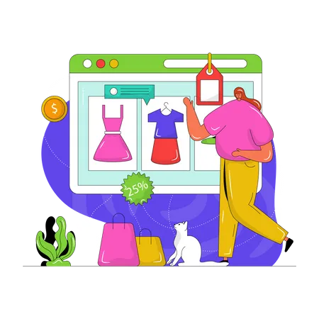 Online Shopping Sale  Illustration