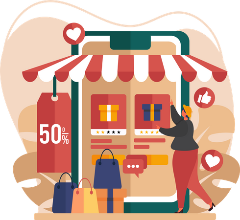 Online Shopping Sale  Illustration