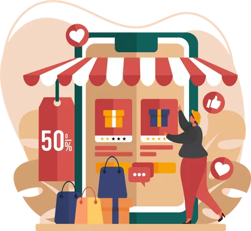 Online Shopping Sale  Illustration