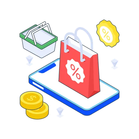 Online Shopping Sale  Illustration