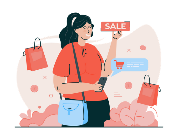 Online Shopping Sale  Illustration