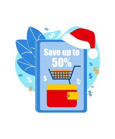 Online shopping sale of save up to 50% Illustration