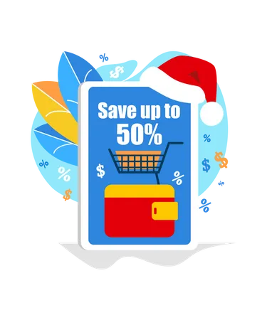 Online shopping sale of save up to 50%  Illustration