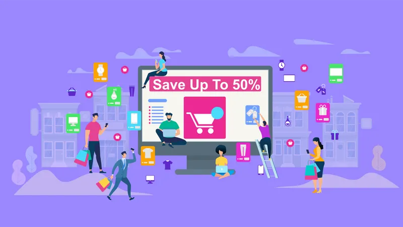 Online Shopping sale or offer  Illustration