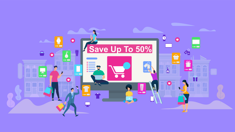 Online Shopping sale or offer  Illustration