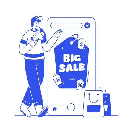 Online Shopping sale promotion  イラスト