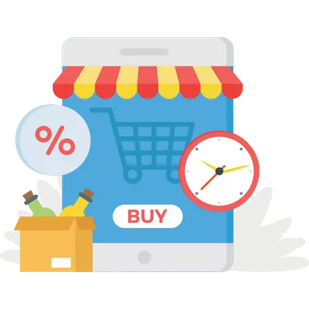 Online shopping sale timings Illustration