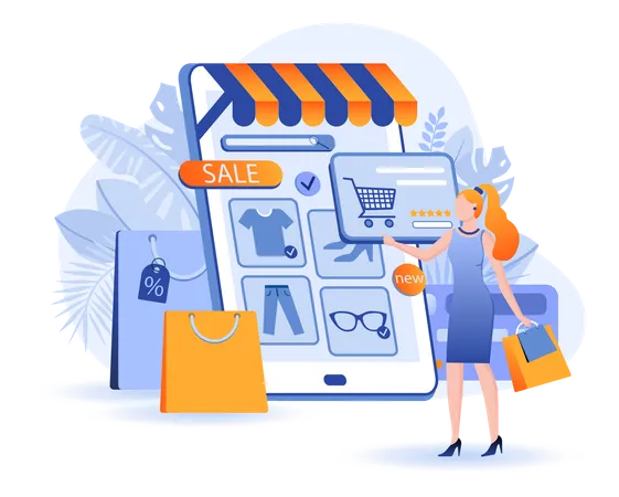 Online Shopping Scene Illustration