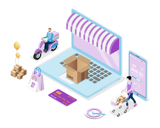 Online shopping service  Illustration