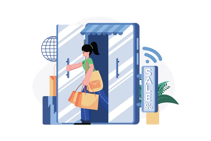 Online Shopping Store Illustration Concept A Flat Illustration Isolated On White Background Illustration