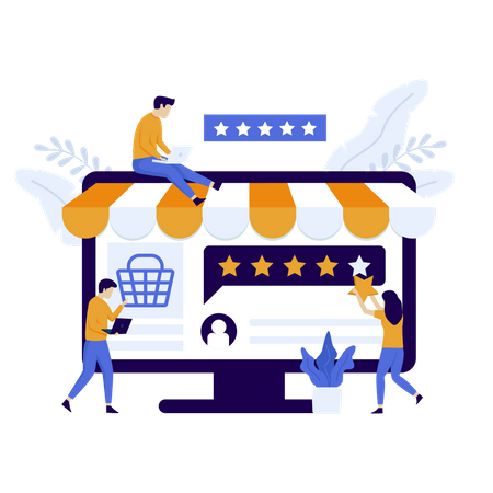 Bewertung von Online-Shopping-Shops  Illustration