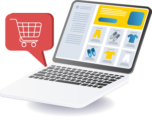 Online shopping store computer website application  Illustration