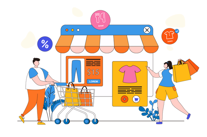 Online shopping store  Illustration