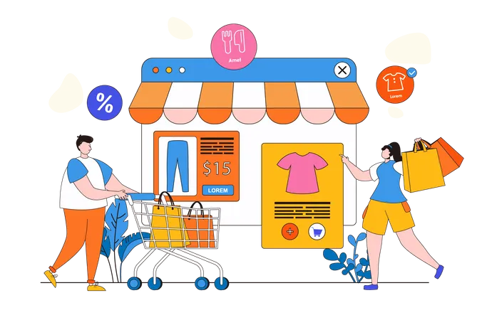 Online shopping store  Illustration