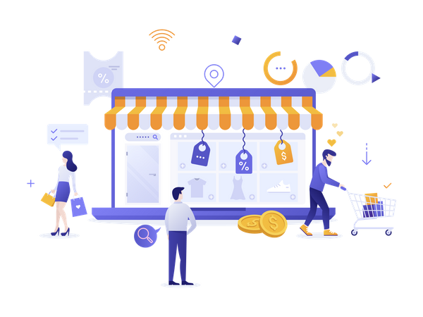 Online shopping store  Illustration