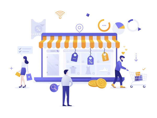 Online shopping store  Illustration