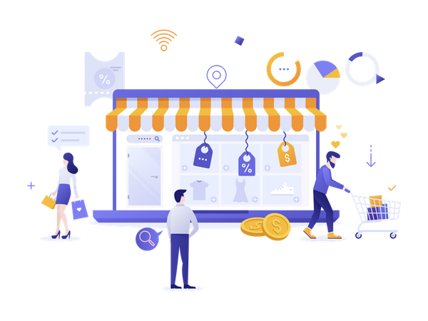 Online shopping store  Illustration