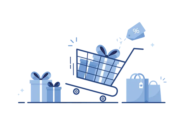 Online Shopping Trolley Illustration