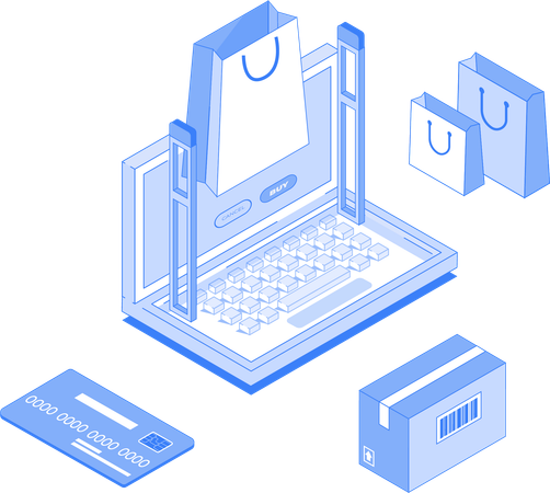 Online-Shopping und Zahlung  Illustration