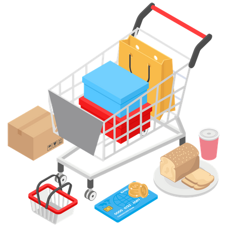 Online-Shopping und Zahlung  Illustration