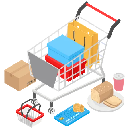 Online-Shopping und Zahlung  Illustration