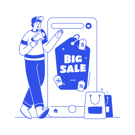 Verkaufsförderung für onlineeinkäufe  Illustration