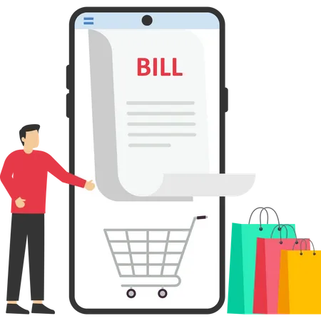 Online Shopping Via Cell Phone Shopping Cart For Online Shopping Concept Receipt Of Payment Via The Internet Website Background Banner Vector Illustration Illustration