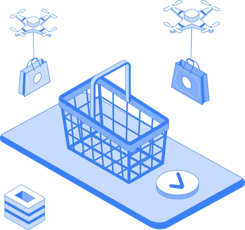 Online-Shopping vom Handy  Illustration