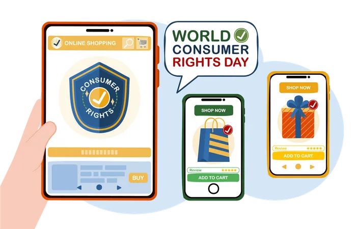 Online shopping with consumer rights Illustration