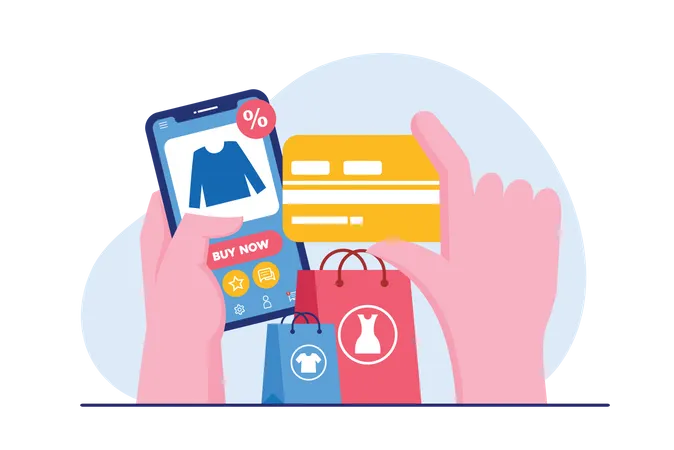 Online Shopping With Credit Card  Illustration
