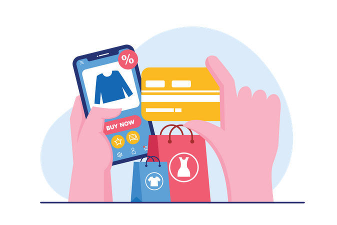 Online Shopping With Credit Card  Illustration