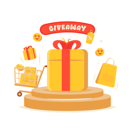 Online shopping with Giveaway promo  Illustration