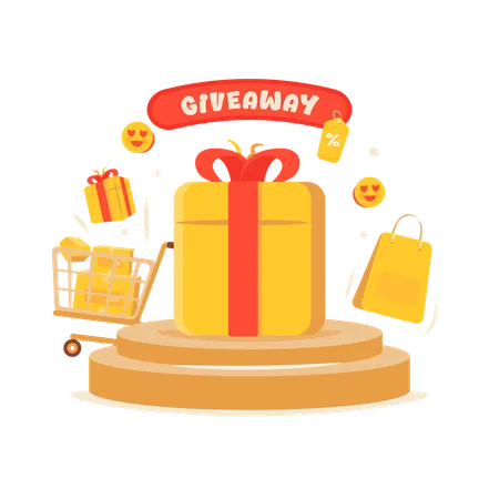 Online shopping with Giveaway promo  Illustration