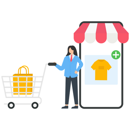 Online shopping with smartphone  Illustration