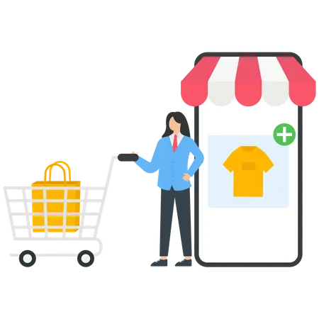 Online shopping with smartphone  Illustration