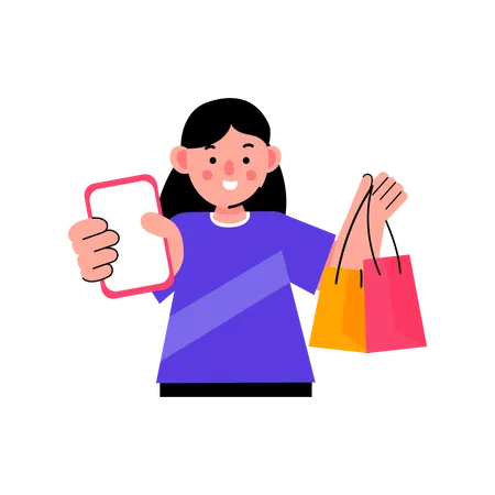 Online Shopping Woman  Illustration