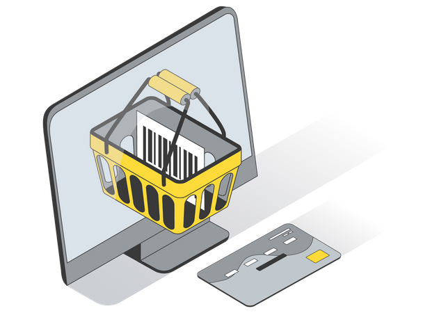 Zahlung beim Online-Einkauf per Karte  Illustration